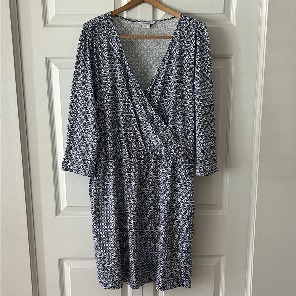 Boden Cressida Faux Wrap Jersey 3/4 Sleeve Dress Sz 16
